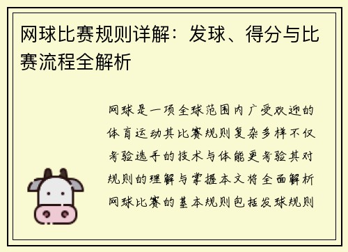 网球比赛规则详解：发球、得分与比赛流程全解析